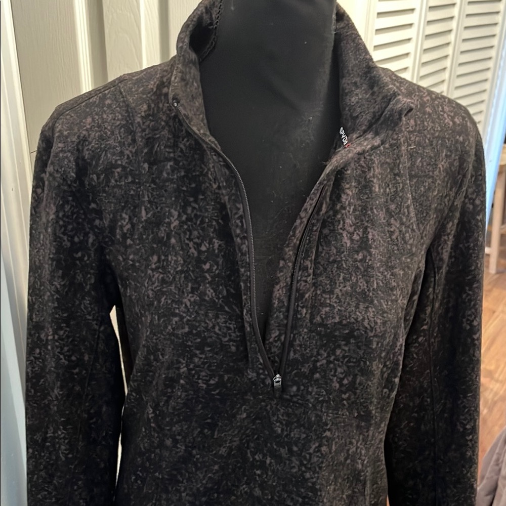 Spyder Active Black Patterned Half-Zip Jacket - image 1